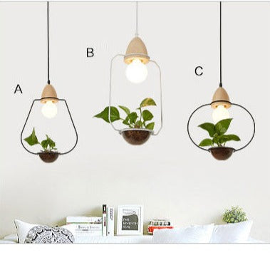 Suspension LED art déco avec des plantes Mira