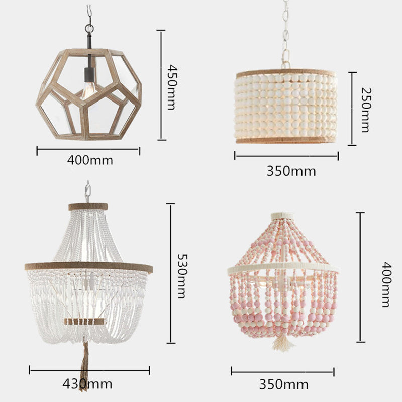 Scandinavian basket chandelier with strung beads Brunissende