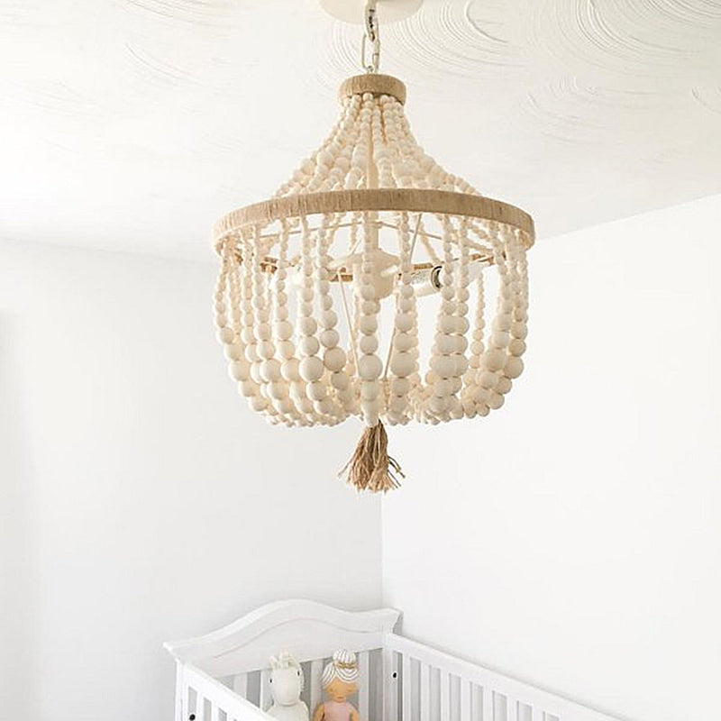 Scandinavian basket chandelier with strung beads Brunissende