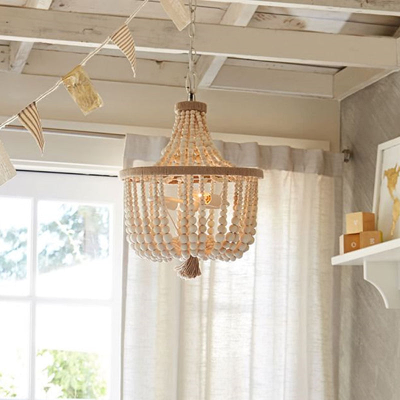 Lustre scandinave style corbeille avec perles enfilées Brunissende - vue 7 sur 13