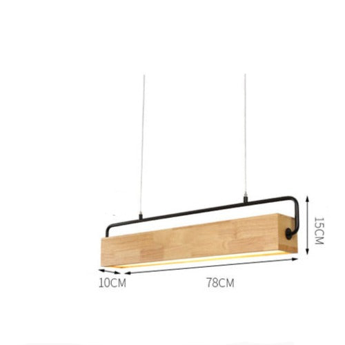Suspension moderne LED rectangulaire en bois Wakin