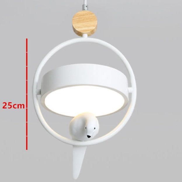 Suspension design LED avec petit oiseau suspendu Bessie