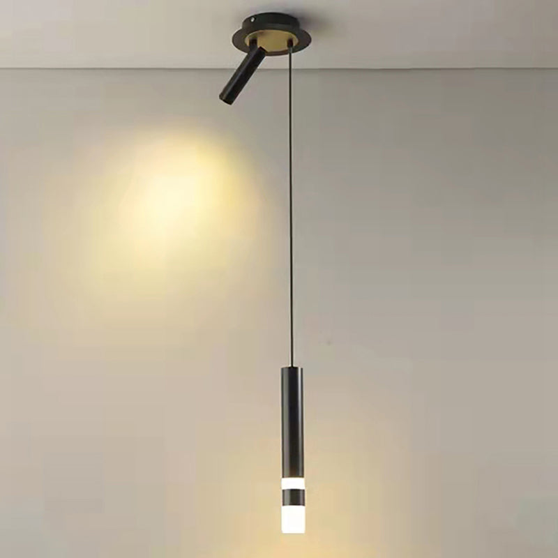 Suspension design LED tube lumineux doré ou noir Amias