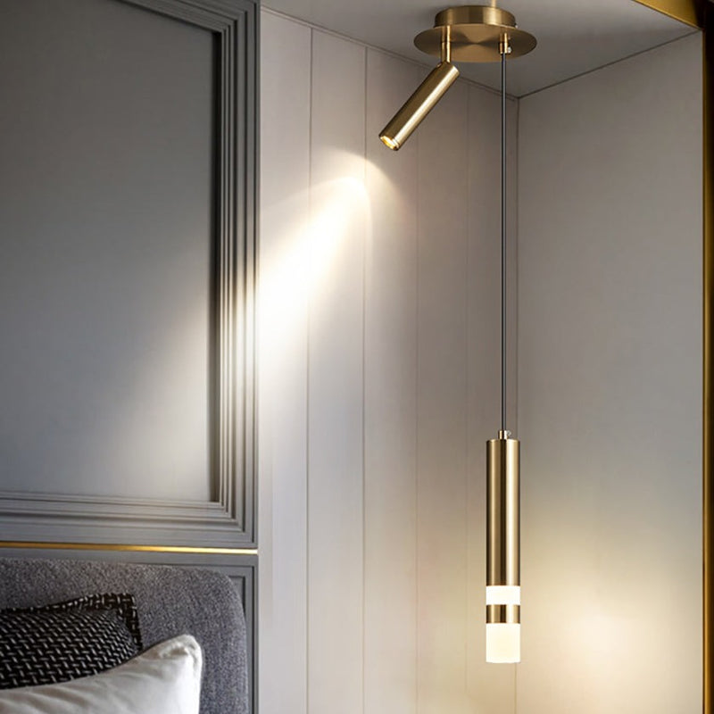 Lustre design LED tube lumineux doré ou noir Amias