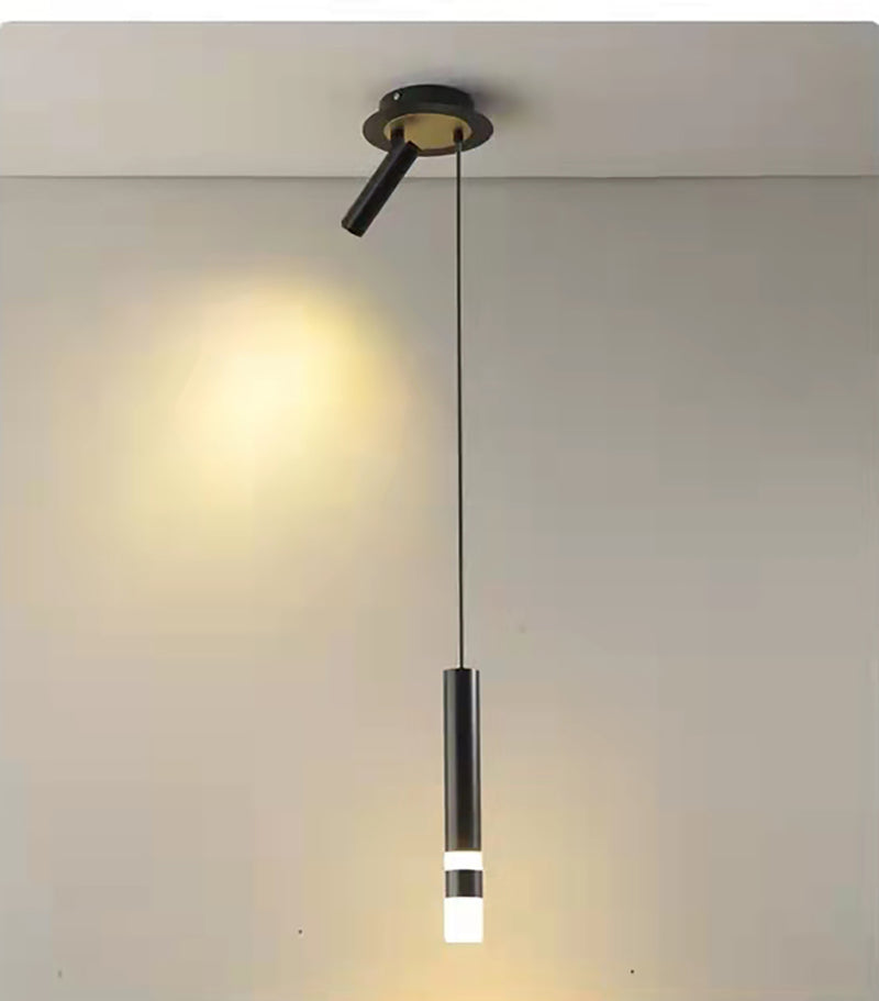 Suspension design LED tube lumineux doré ou noir Amias