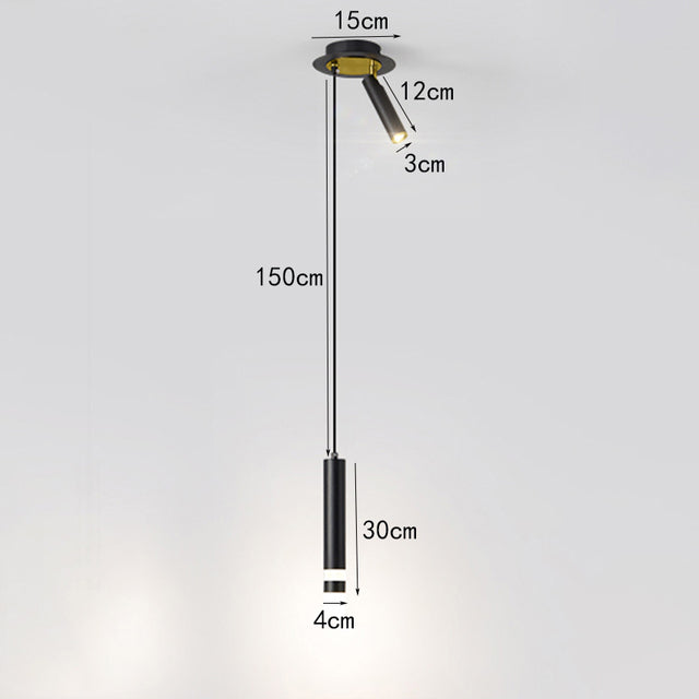 Lustre design LED tube lumineux doré ou noir Amias