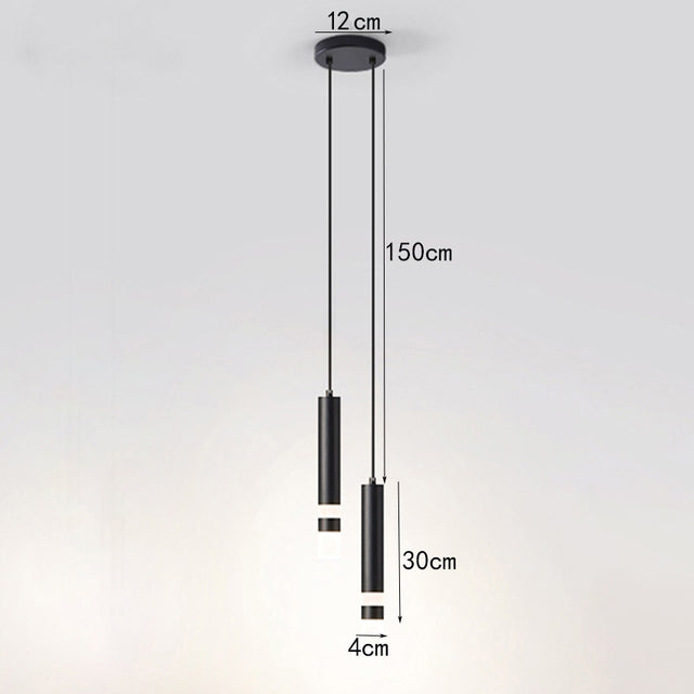 Lámpara de araña design Tubo de luz LED dorado o negro Amias