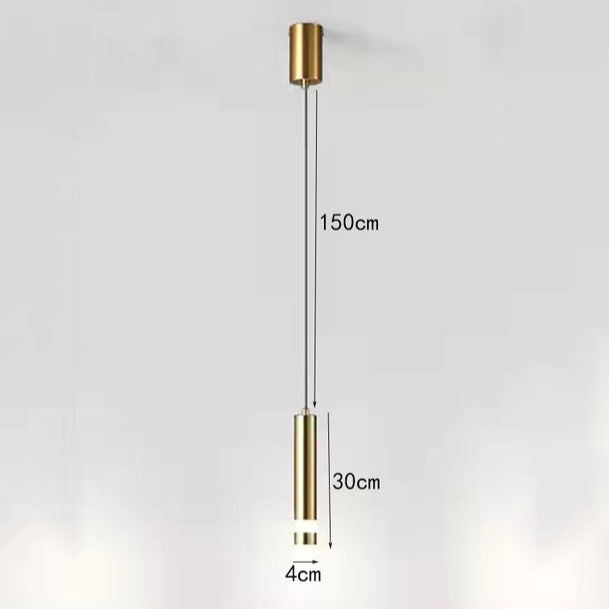 Suspension design LED tube lumineux doré ou noir Amias