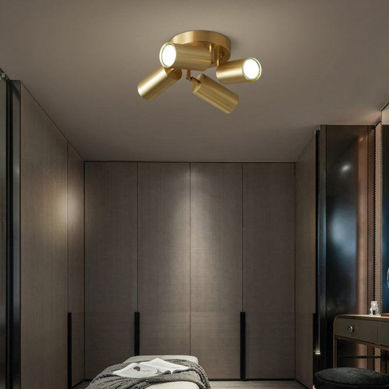 Moderna lámpara de techo con múltiples puntos ajustables bañados en oro Finn