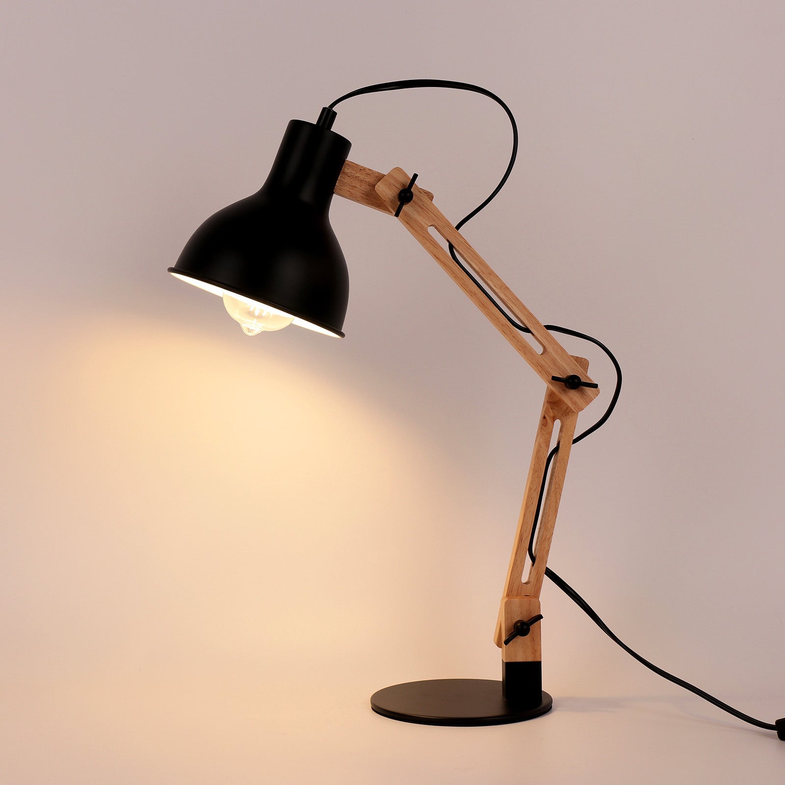 Lampe de Table en bois massif, petit homme, lumière de bureau