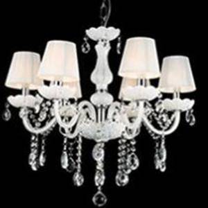 Crystal chandelier with lampshade fabric