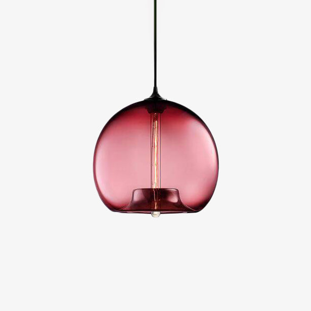 Suspension design à LED avec boule en verre de couleur