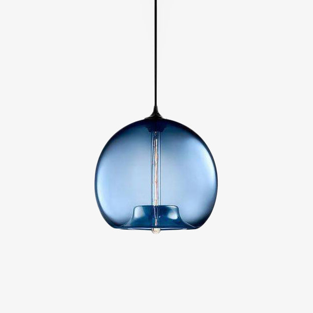 Suspension design à LED avec boule en verre de couleur