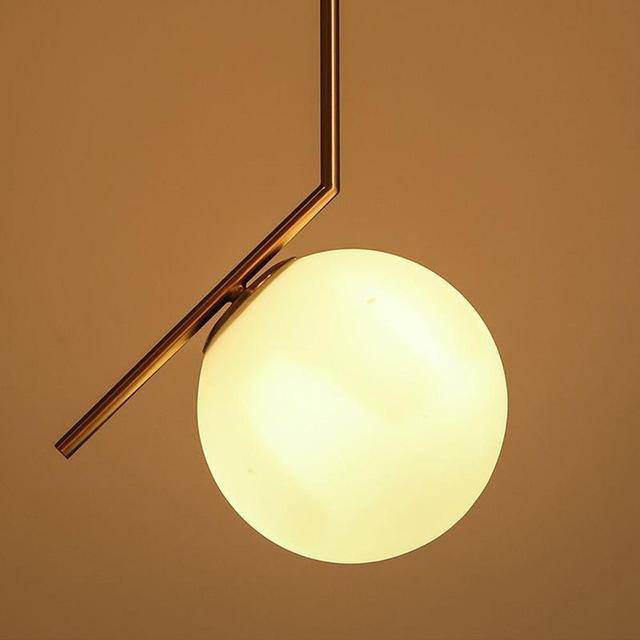 Golden LED pendant light with ball lamp