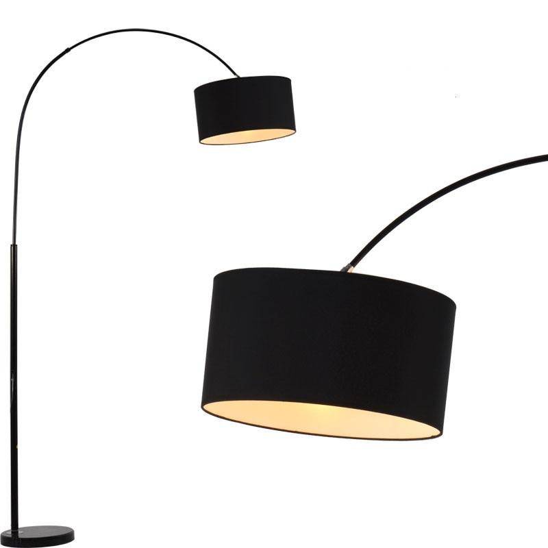 Floor lamp modern lampshade rounded in Steel fabric