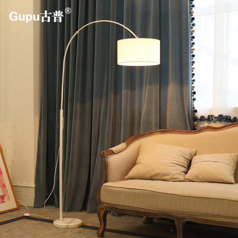 Floor lamp modern lampshade rounded in Steel fabric