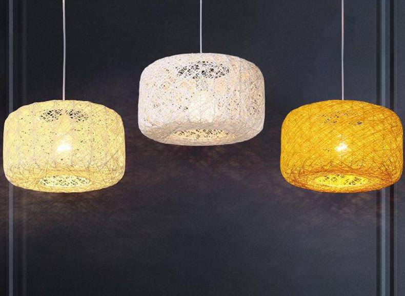Suspension LED en bambou arrondi coloré Caneword - vue 3 sur 4