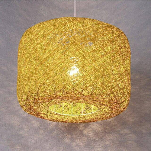 Suspension LED en bambou arrondi coloré Caneword