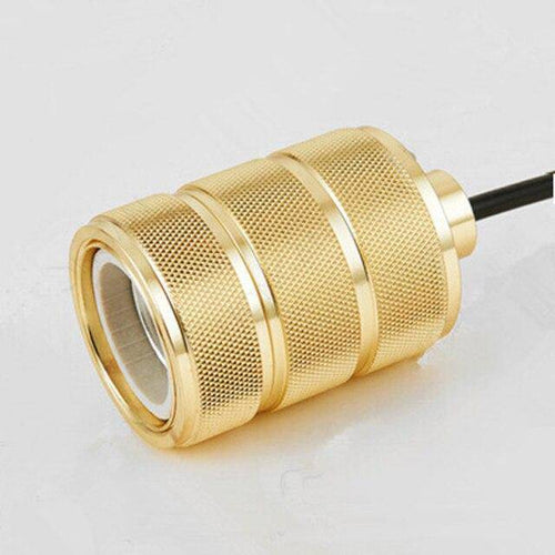 Suspension design LED cylindre doré en métal - vue 7 sur 11