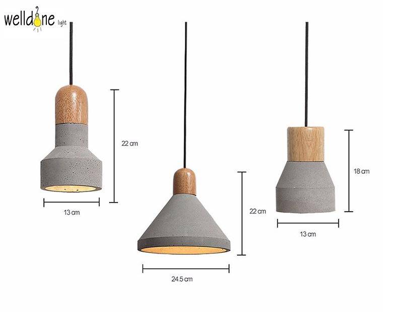 Lámpara de suspensión Loft escandinavo de madera y cemento
