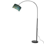 Lampadaire design avec abat-jour en tissu suspendu