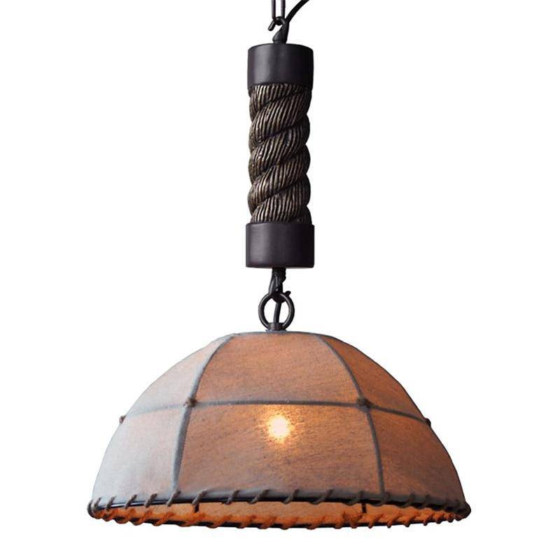 Suspension rustique demi boule rétro Rope
