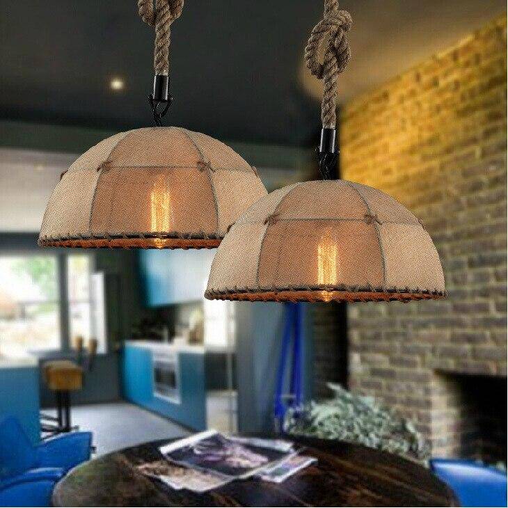 pendant light rustic half ball retro Rope