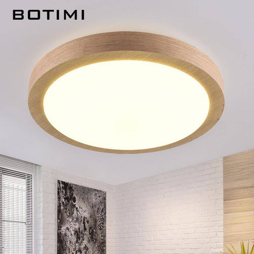 LED wood ceiling lamp in round Botimi