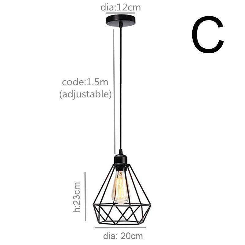Lámpara de suspensión jaula metálica industrial triángulo