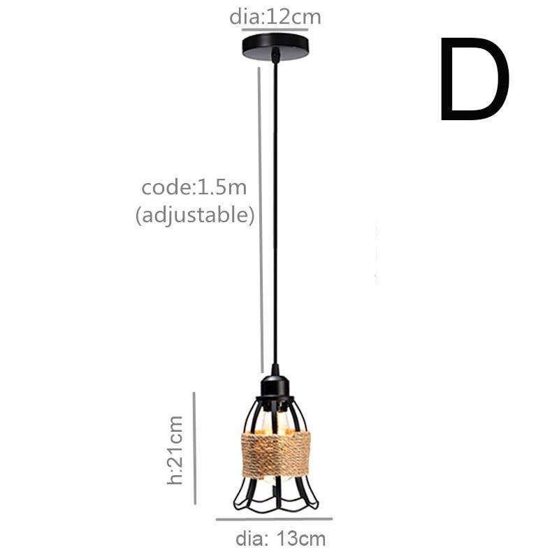Industrial metal pendant light with rope