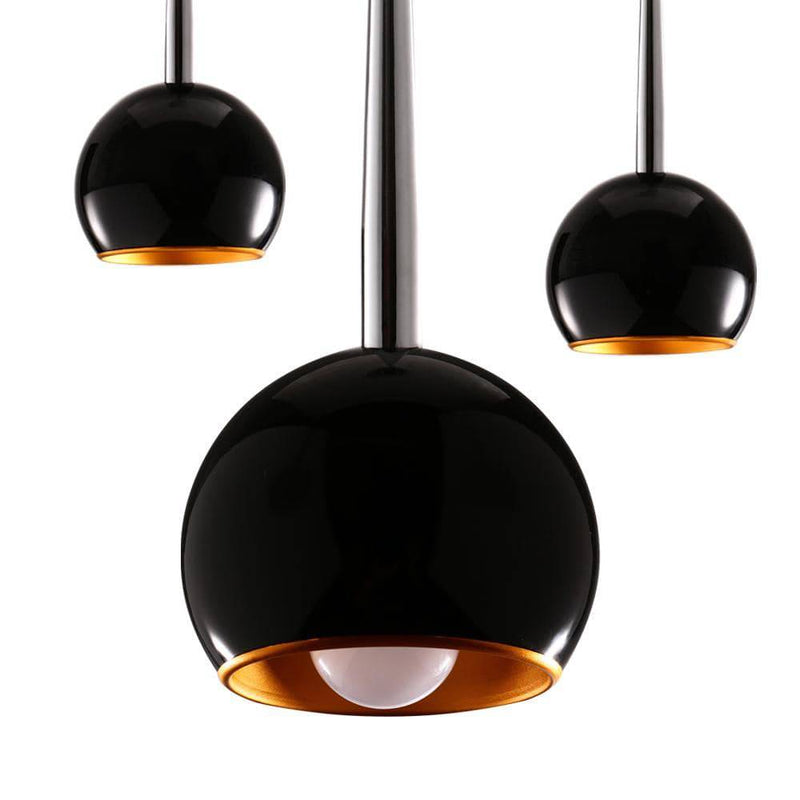 Suspension design LED en boule naquée noire