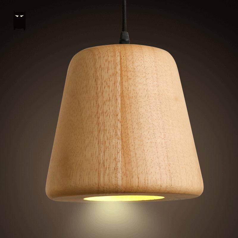 pendant light modern LED with lampshade wood Sun