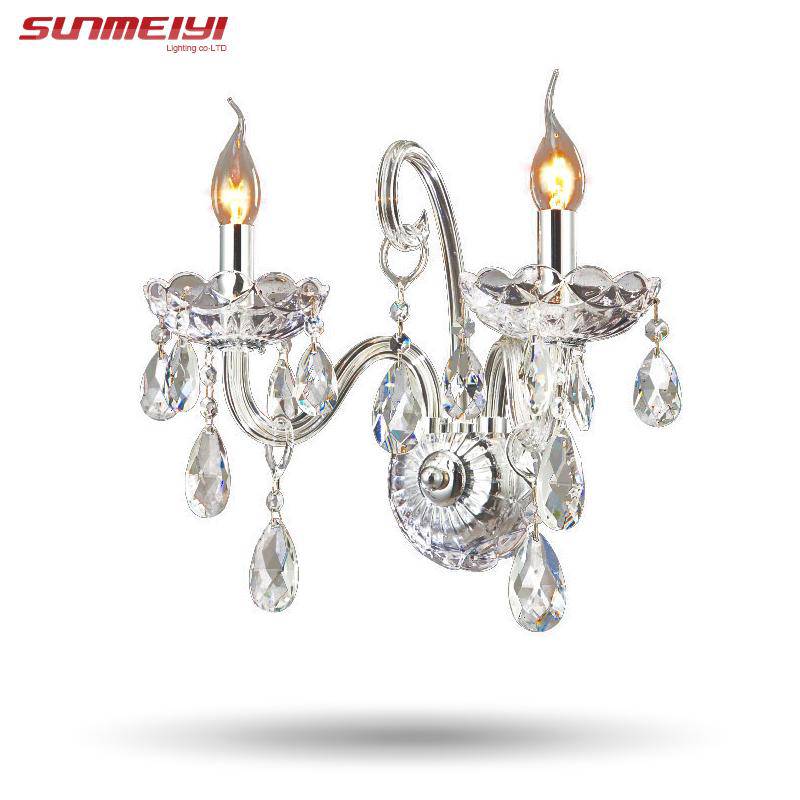 wall lamp chrome wall mounted crystal and candle lamps