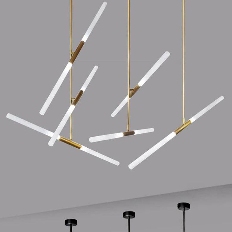 Golden design pendant lamp in chic tube