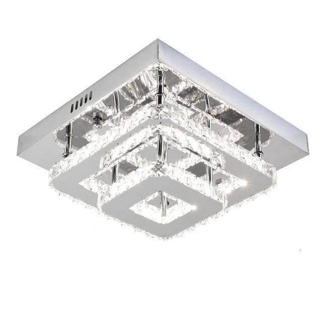 Plafonnier LED en cristal et miroir carré