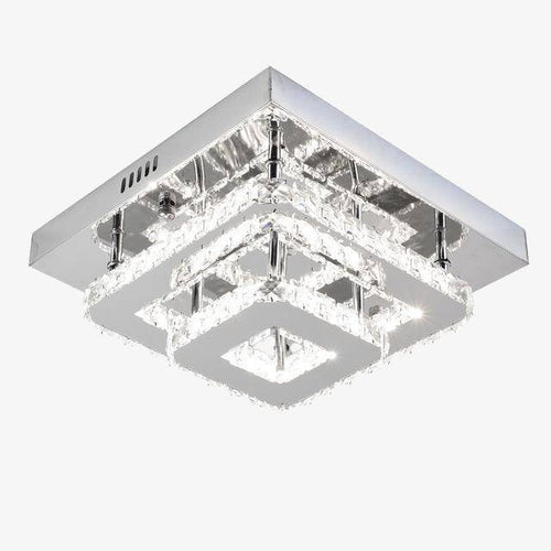 Plafonnier LED en cristal et miroir carré