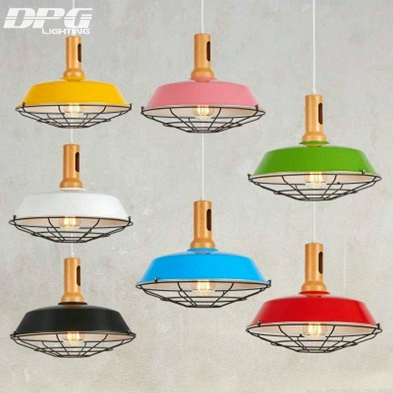 Design pendant light in wood, metal and Cage (several colors)