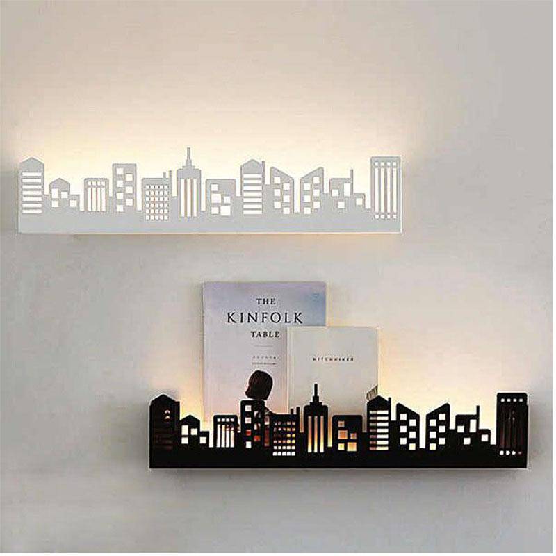 Applique murale LED scandinave en forme de ville (noir ou blanc)