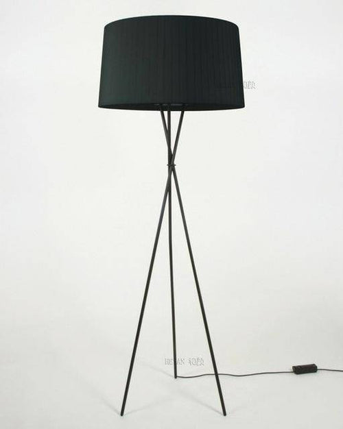 Floor lamp with crossed legs and black Nordic fabric shade