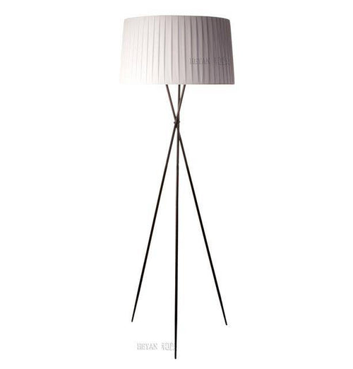 Floor lamp with crossed legs and white Nordic fabric shade