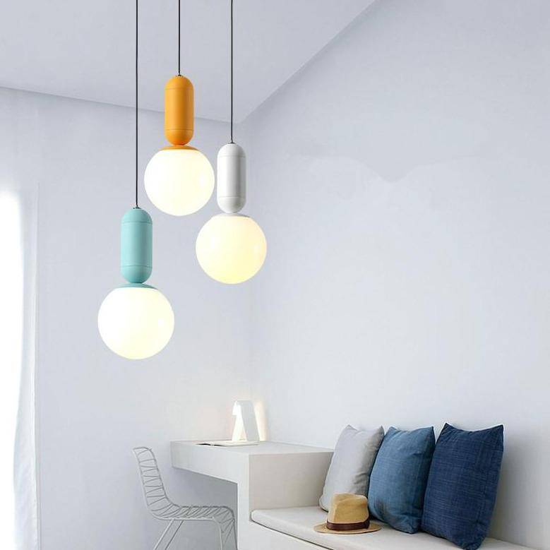 Suspension design couleurs en boule Macaron