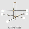Lustre design noir avec plusieurs branches et verre Retro