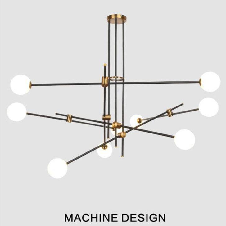 Black design chandelier with several branches and Retro glass