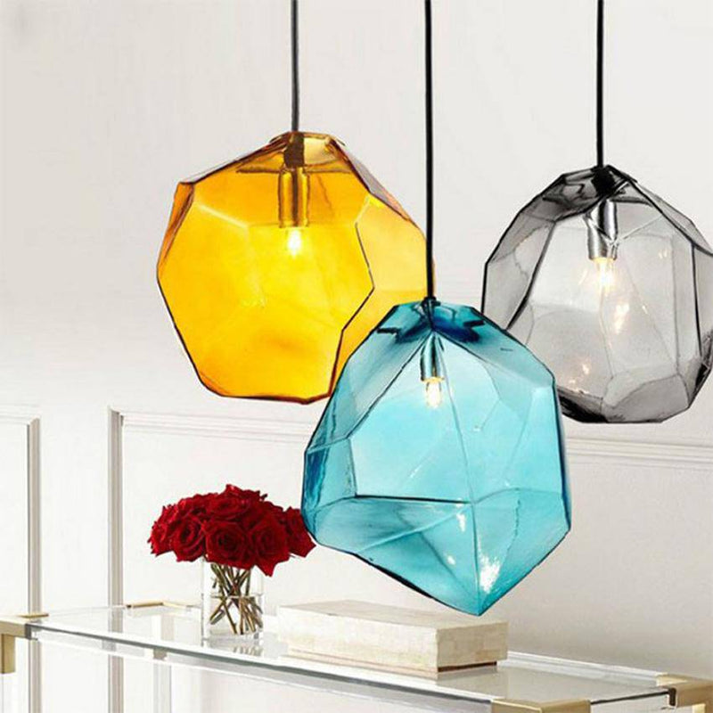 Design pendant light in color geometric glass