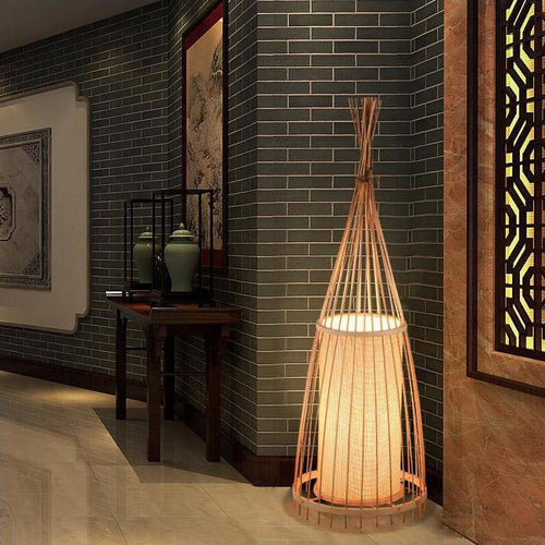 Lampadaire en bois bambou style japonais