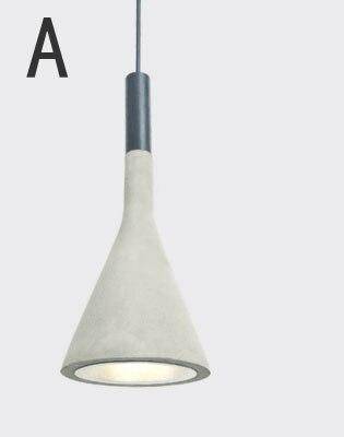 Suspension design LED avec abat-jour conique en ciment