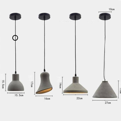 Suspensions design à LED en ciment (plusieurs formes)