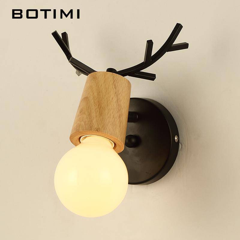 wall lamp Wooden deer wall (black or white)