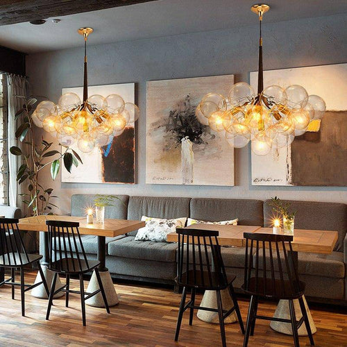 Lustre design avec bulles en verre Modern - vue 8 sur 11