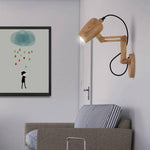 Applique murale LED ajustable en bois avec spot